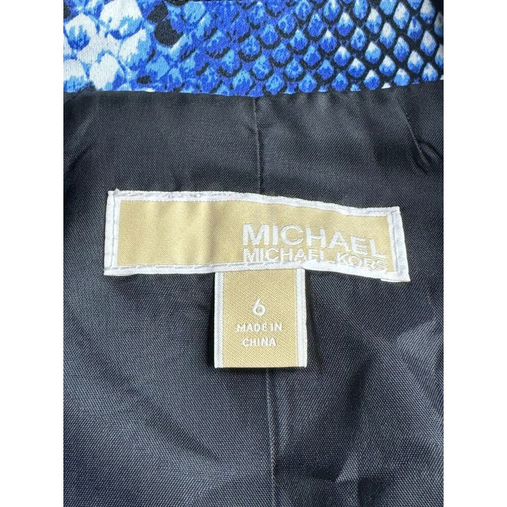MICHAEL Michael Kors Blazer Womens 6 Black Blue Reptile Animal Print 3/4 Sleeve - Picture 3 of 10